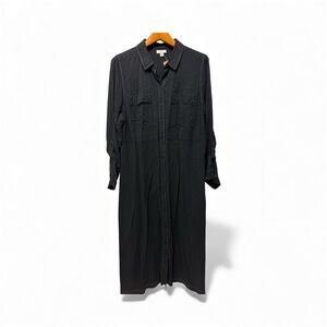 J. Jill Navy Tab Sleeve Shirt Dress